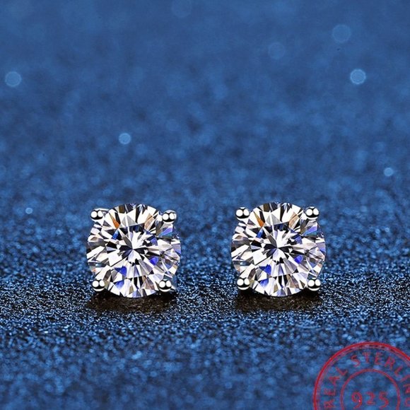 7MM S925 Sterling Silver CZ Stud Earrings for Women/Girl, US19251017 - Picture 1 of 14